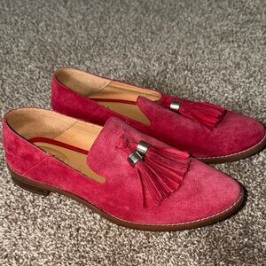 Franco Sarto Red Suede Tassel Loafers 6.5